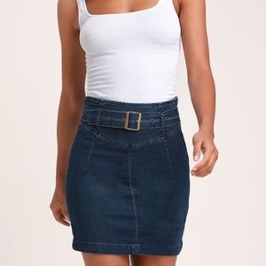 Free People LIVIN' IT UP INDIGO DENIM PENCIL SKIRT